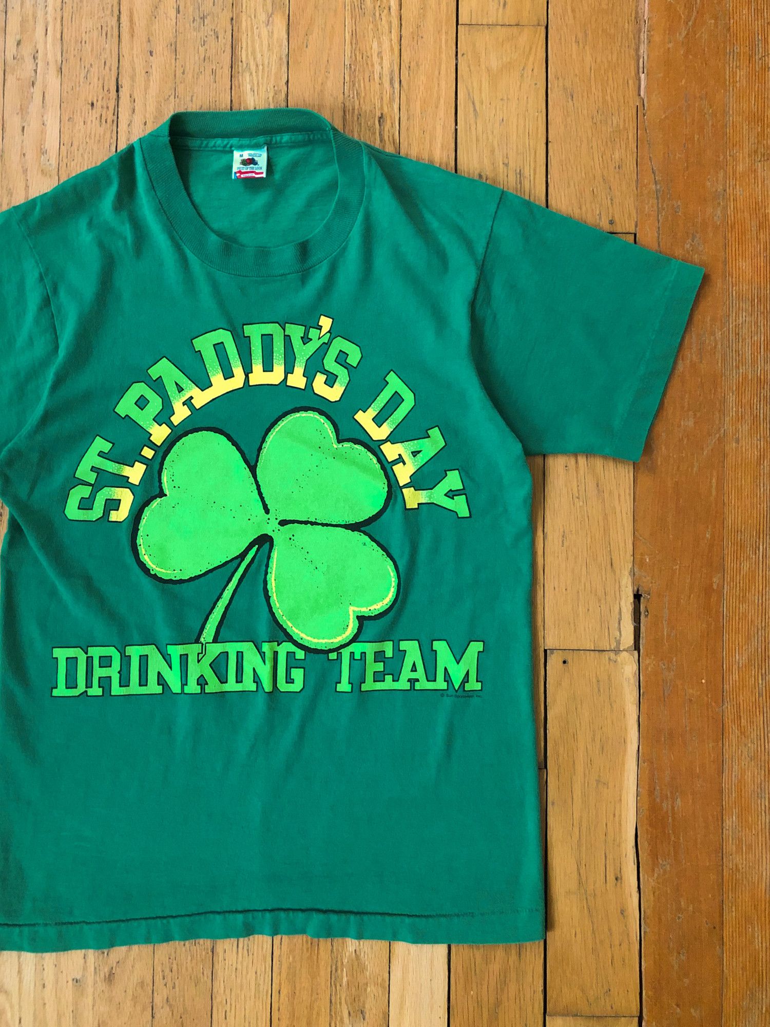Fruit Of The Loom × Vintage 90s Single Stitch 'St. Paddy's Day Drinking Team' T-Shirt Size US M / EU 48-50 / 2 - 1 Thumbnail