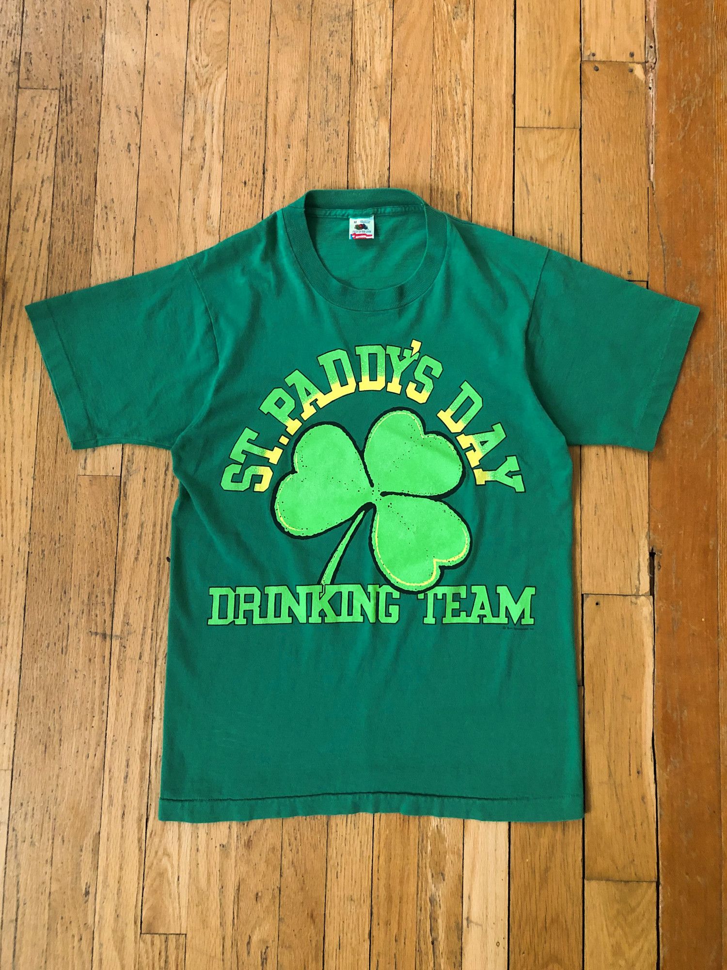 Fruit Of The Loom × Vintage 90s Single Stitch 'St. Paddy's Day Drinking Team' T-Shirt Size US M / EU 48-50 / 2 - 2 Thumbnail