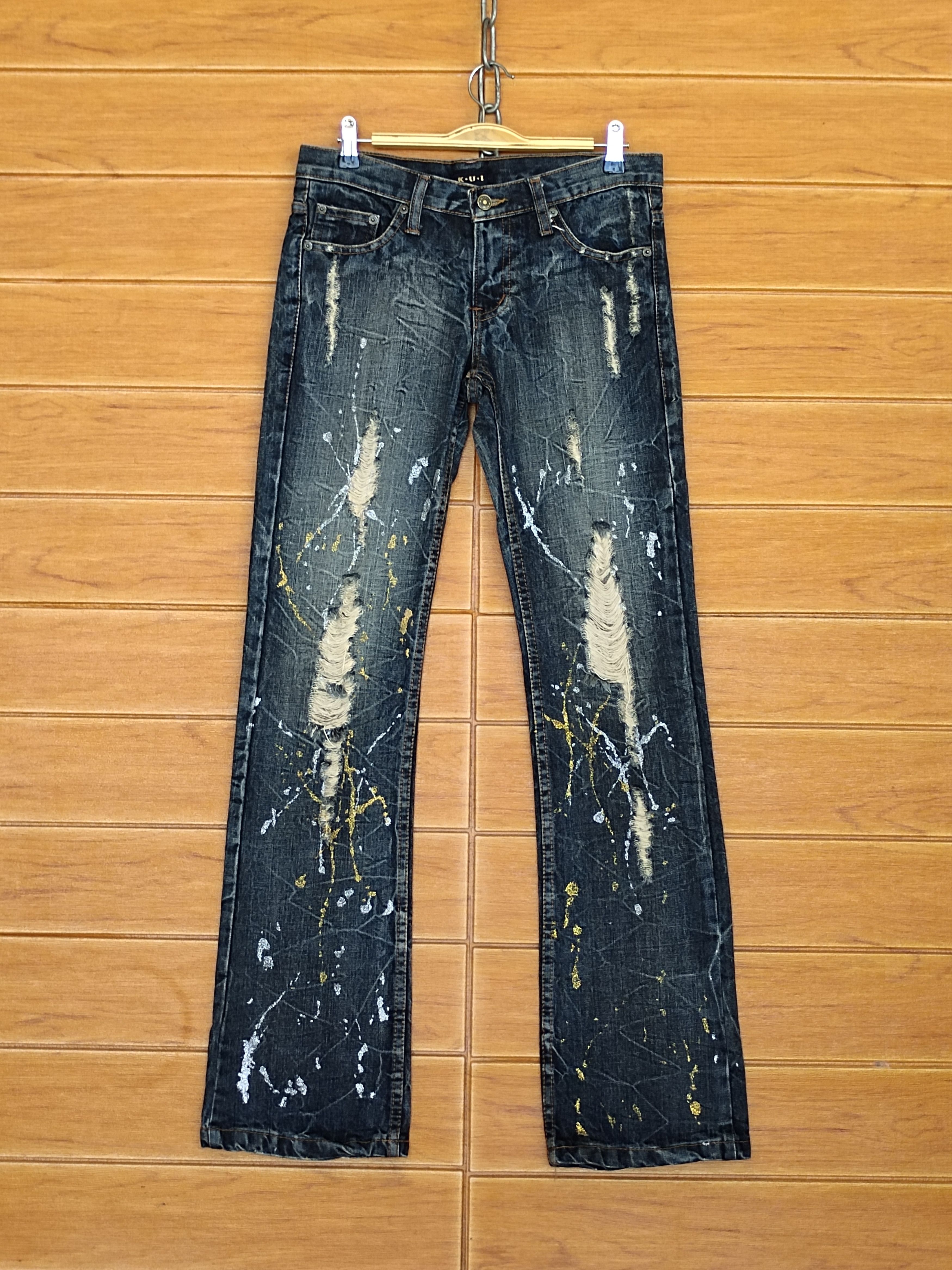Hysteric Glamour Flared Jeans Kui Japan Clawmark Distress Faded Denim Bootcut Size US 30 / EU 46 - 2 Thumbnail