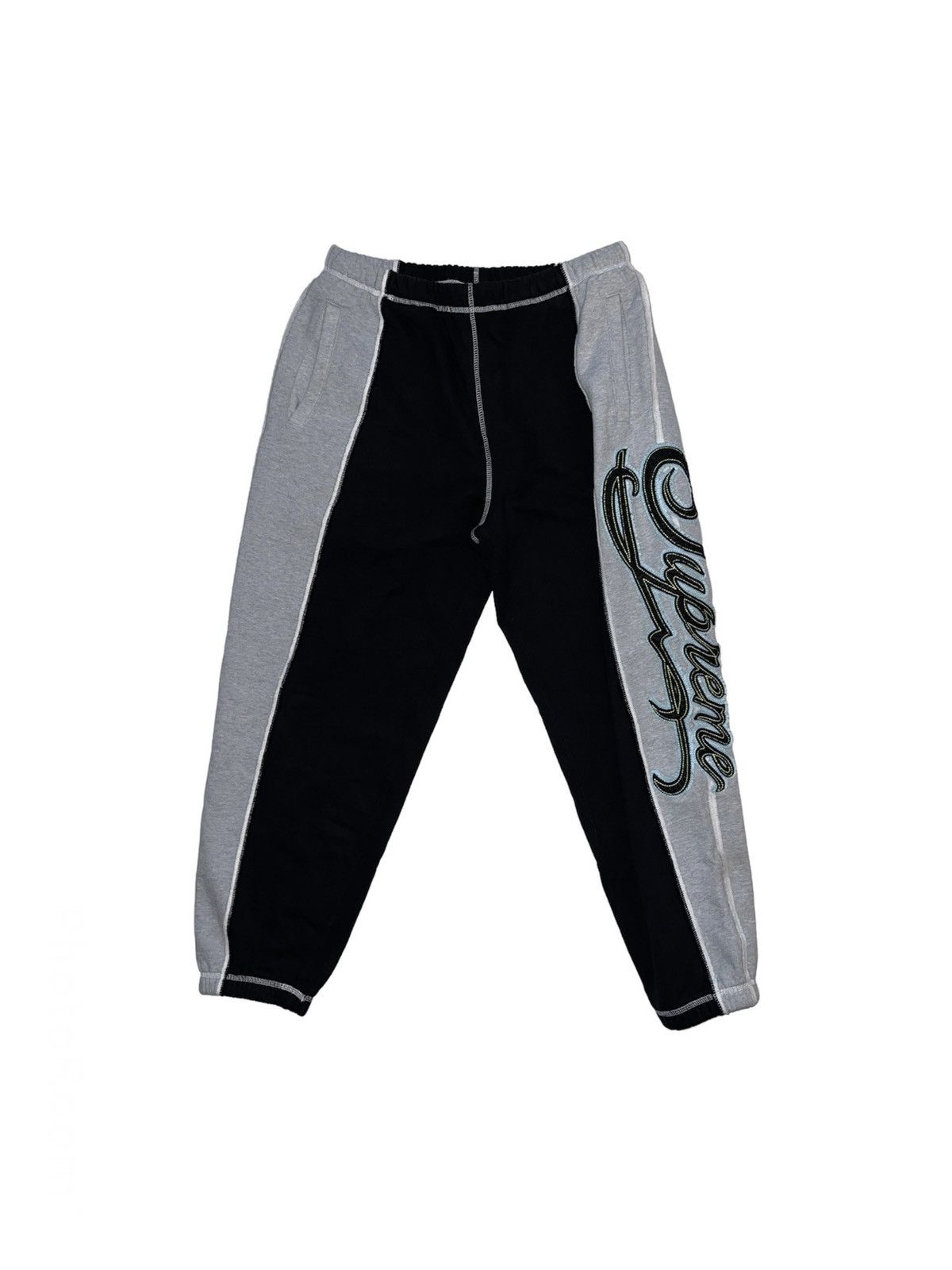 Supreme Supreme SS21 Paneled Script Logo Sweatpants Size US 30 / EU 46 - 2 Thumbnail