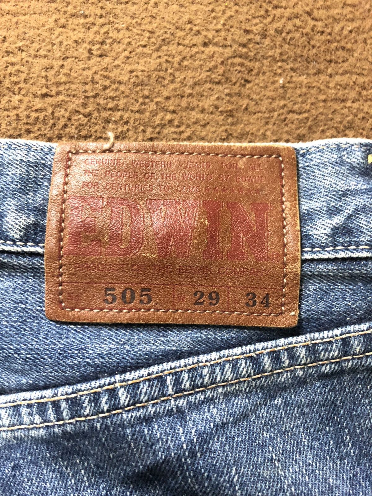 Edwin × Vintage VINTAGE SELVEDGE EDWIN 505 BLUE WASH DISTRESSED GRUNGE DENIM Size US 29 - 11 Thumbnail