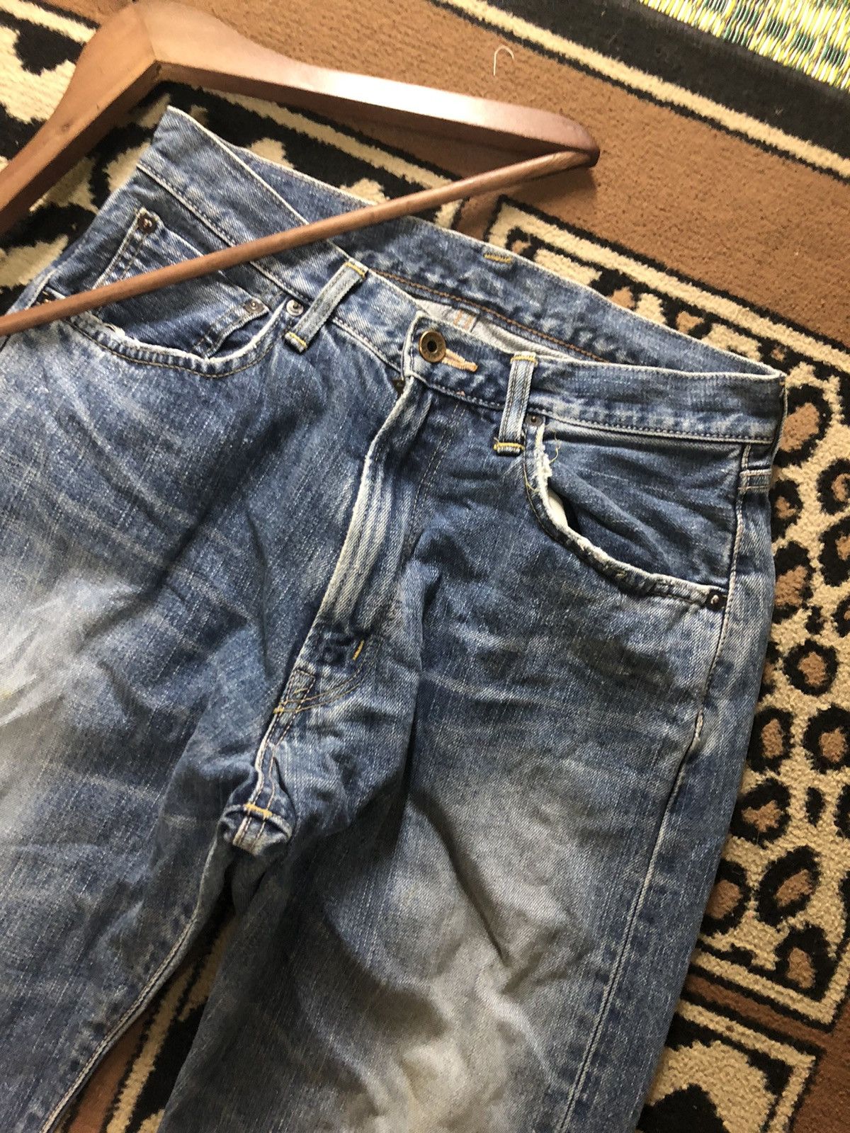 Edwin × Vintage VINTAGE SELVEDGE EDWIN 505 BLUE WASH DISTRESSED GRUNGE DENIM Size US 29 - 2 Thumbnail