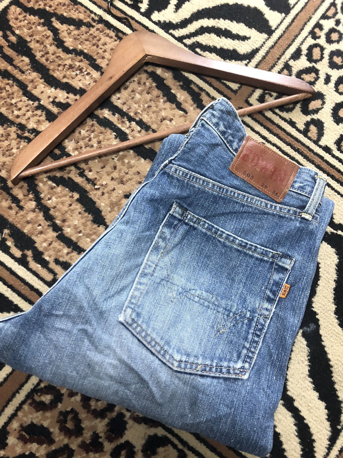 Edwin × Vintage VINTAGE SELVEDGE EDWIN 505 BLUE WASH DISTRESSED GRUNGE DENIM Size US 29 - 17 Thumbnail