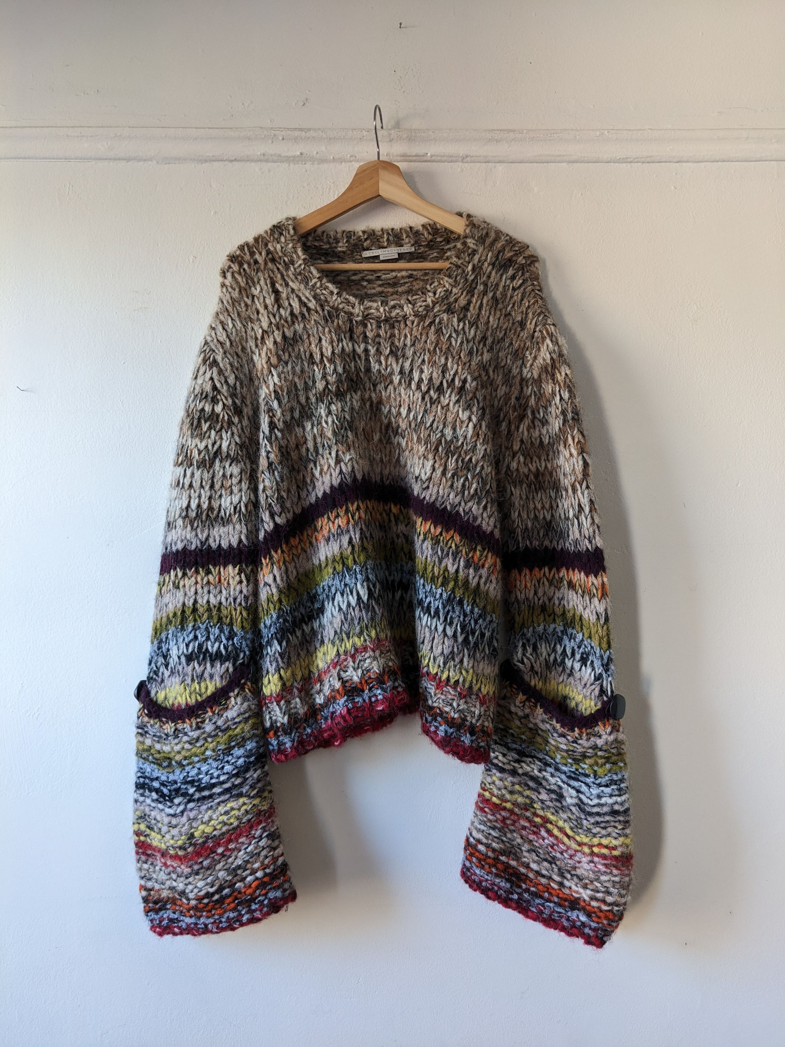 Image of Stella Mccartney 17Fw Hand Knit Alpaca Bell Sleeves Sweater, Men's (Size Large)
