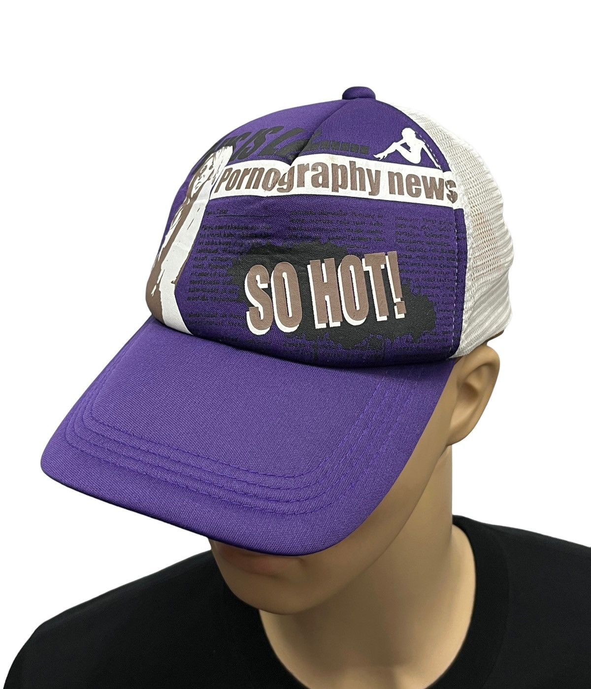 Fucking Awesome × Nude 🔥PLUVIOUS “PORNOGRAPHY NEWS SO HOT” Trucker HYSTERIC Style Size ONE SIZE - 3 Thumbnail