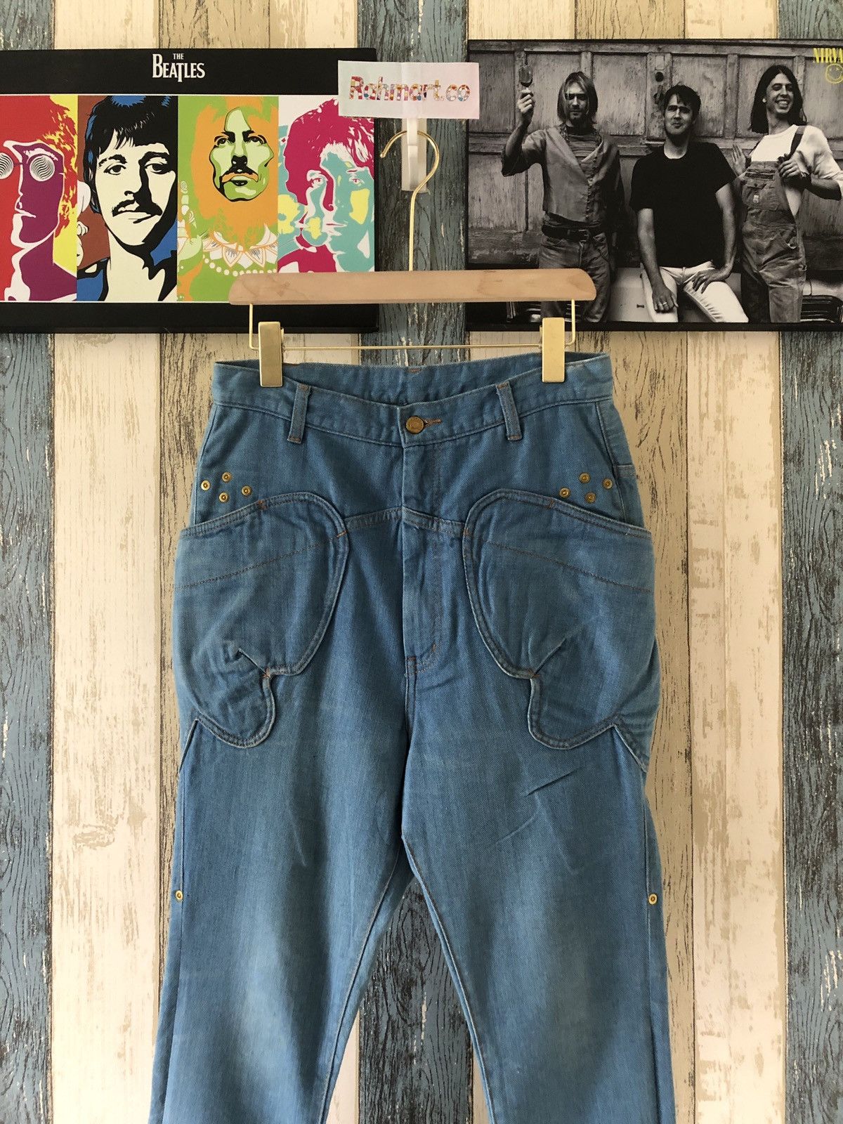 Issey Miyake Mercibeaucoup Jeans Butterfly Pocket Design Size US 29 - 2 Thumbnail