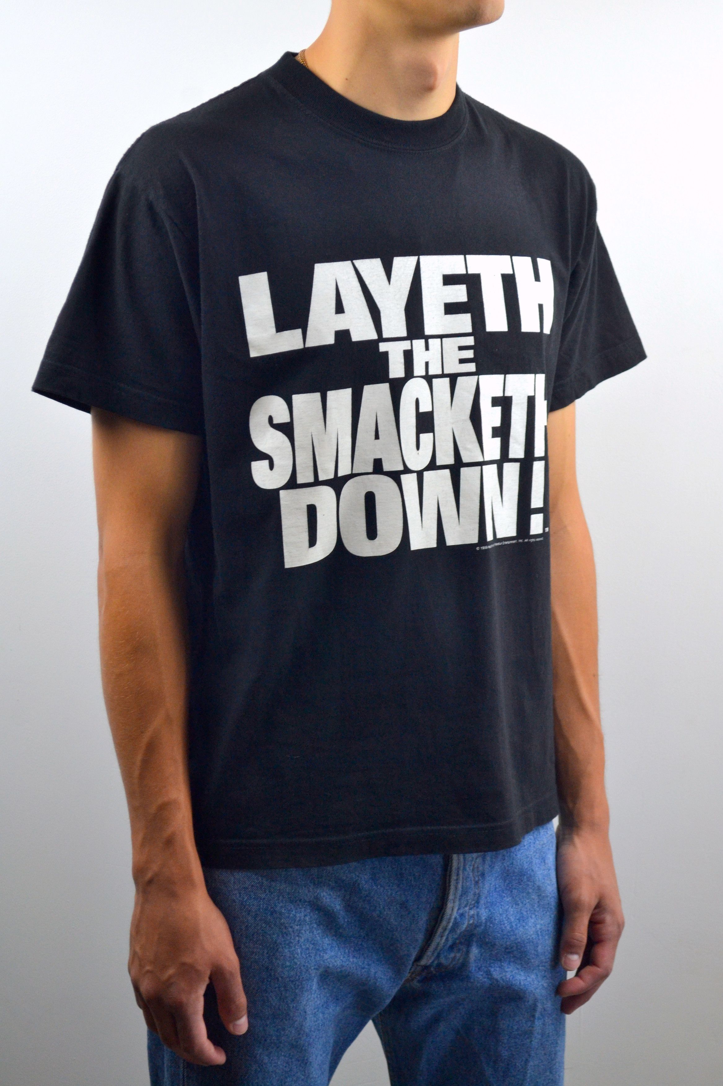 Vintage 1999 Layeth the Smacketh Down Candyass The Rock Tee Size US S / EU 44-46 / 1 - 5 Thumbnail