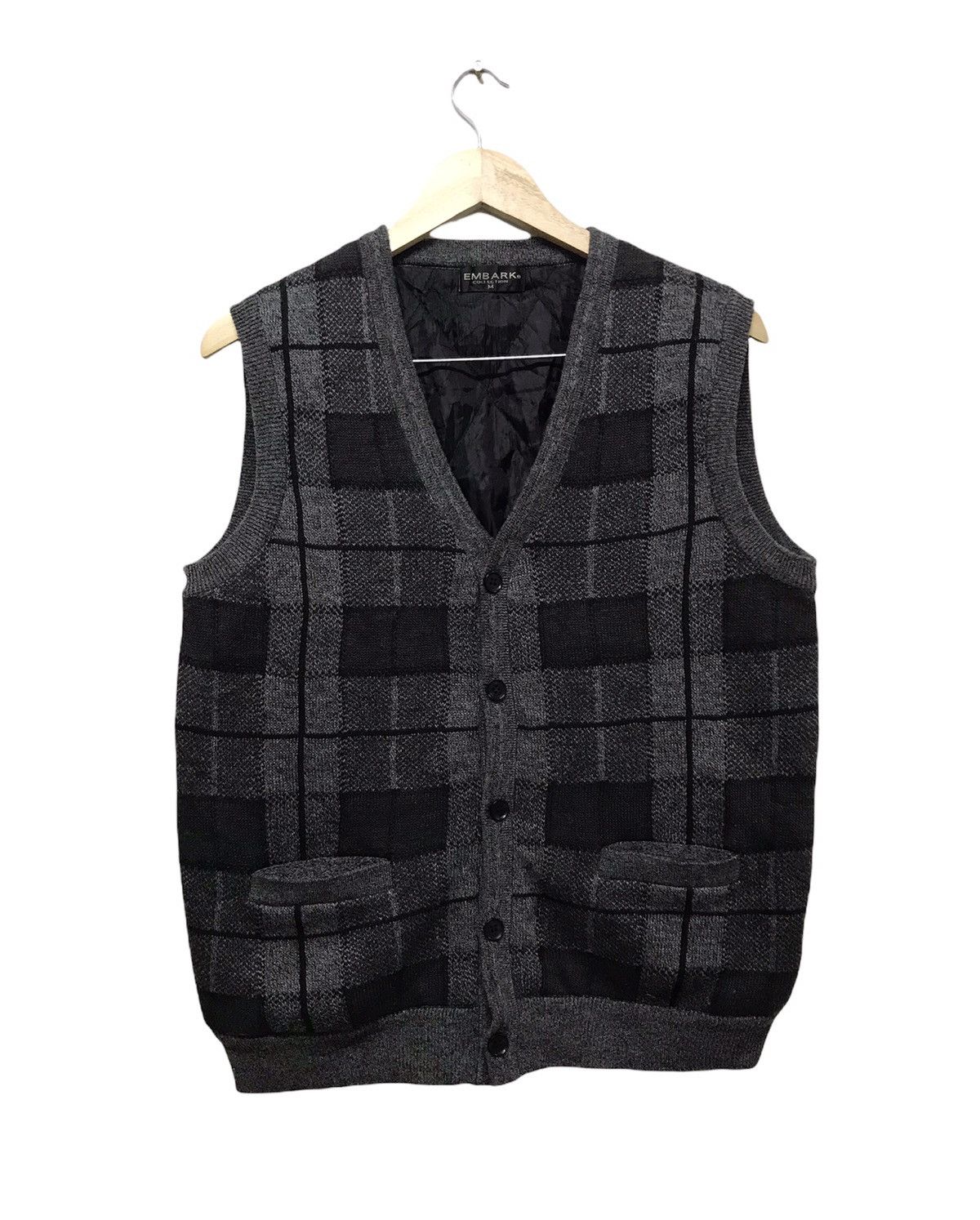 image of Vintage Nice Designembark Knit Vest Jacket in Grey, Men's (Size Medium)