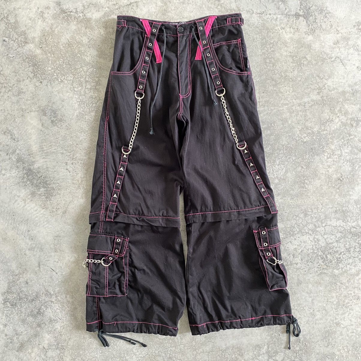 image of Tripp Nyc Wide Baggy Rave Pants in Black, Men's (Size 33)