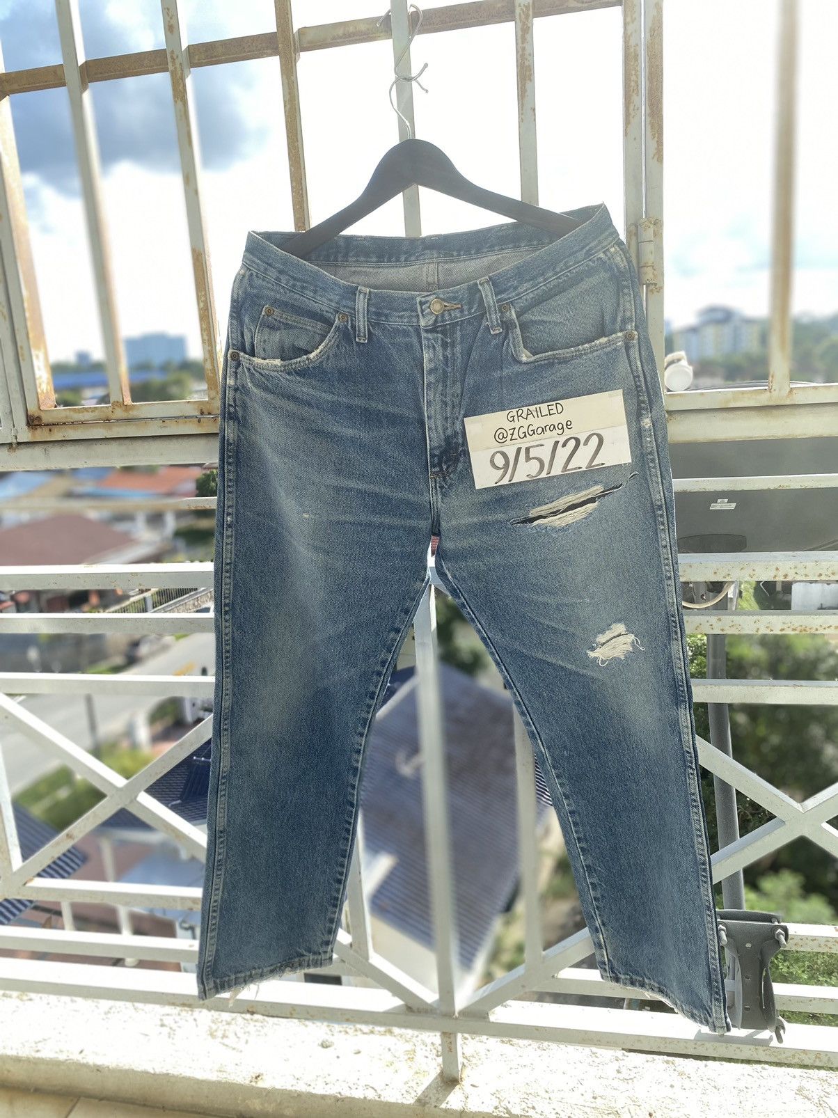 Vintage × Wrangler OFFER🔥Vintage Distressed Denim Wrangler Faded Blue Jeans Size US 34 / EU 50 - 2 Thumbnail