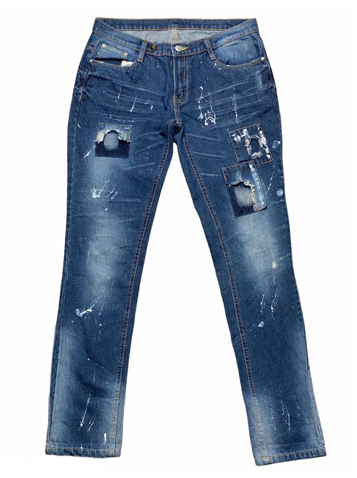 Japanese Brand Patch Work Spalsh Painted Denim Size US 32 / EU 48 - 2 Thumbnail