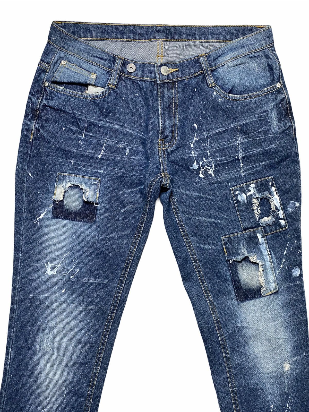 Japanese Brand Patch Work Spalsh Painted Denim Size US 32 / EU 48 - 1 Thumbnail