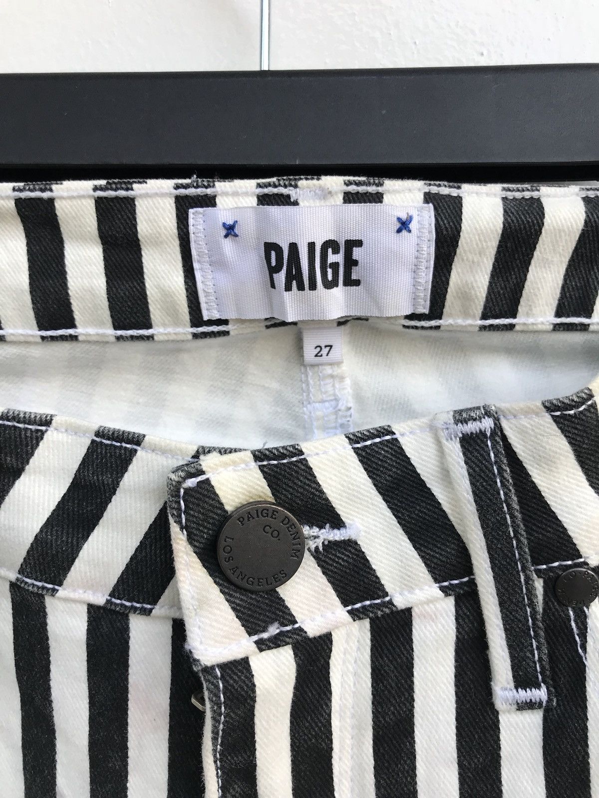 Designer × Paige Paige Stripe Prisoners Skinny Pants Saint Laurent Style Size US 27 - 5 Thumbnail