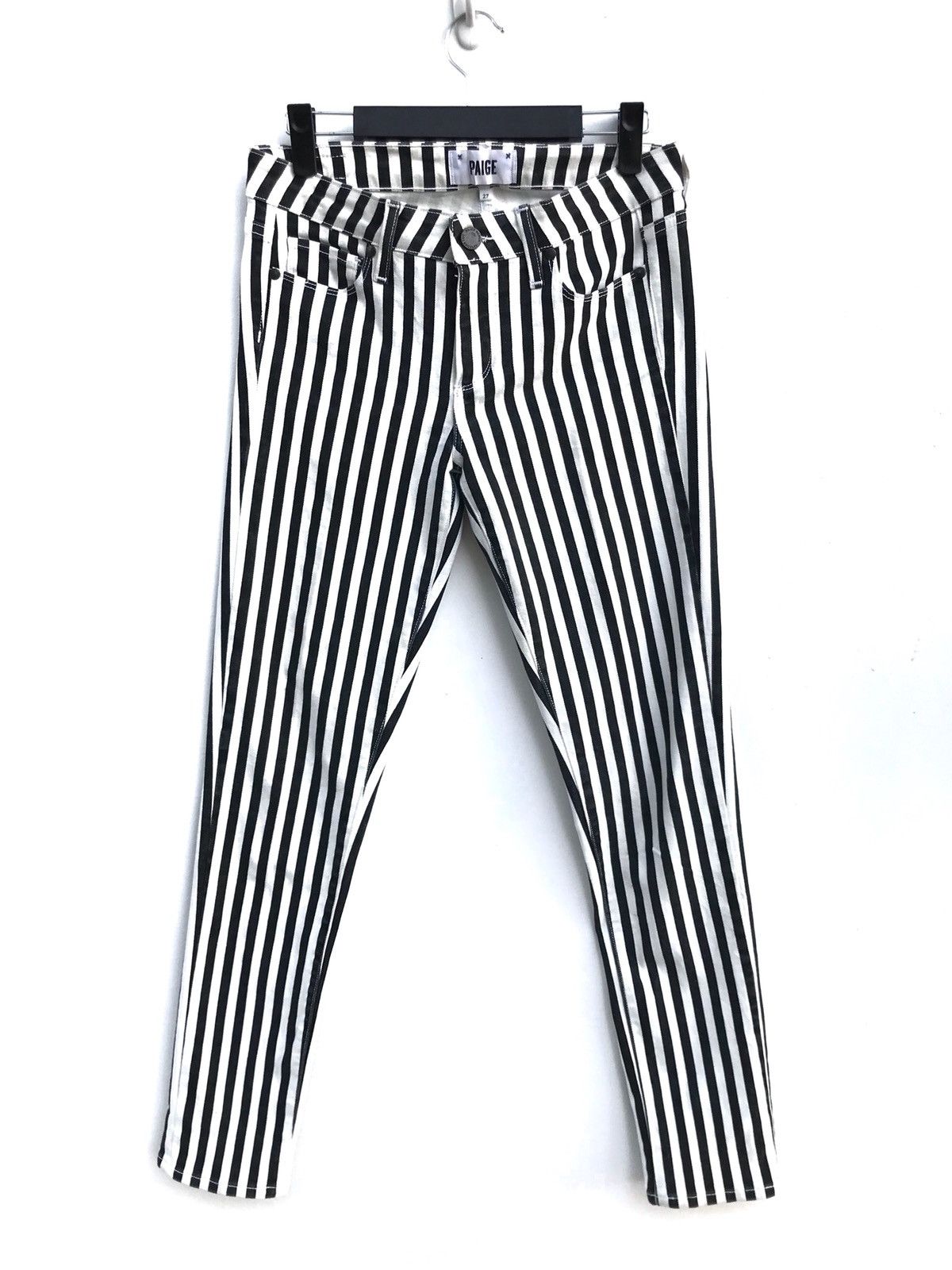 Designer × Paige Paige Stripe Prisoners Skinny Pants Saint Laurent Style Size US 27 - 1 Thumbnail