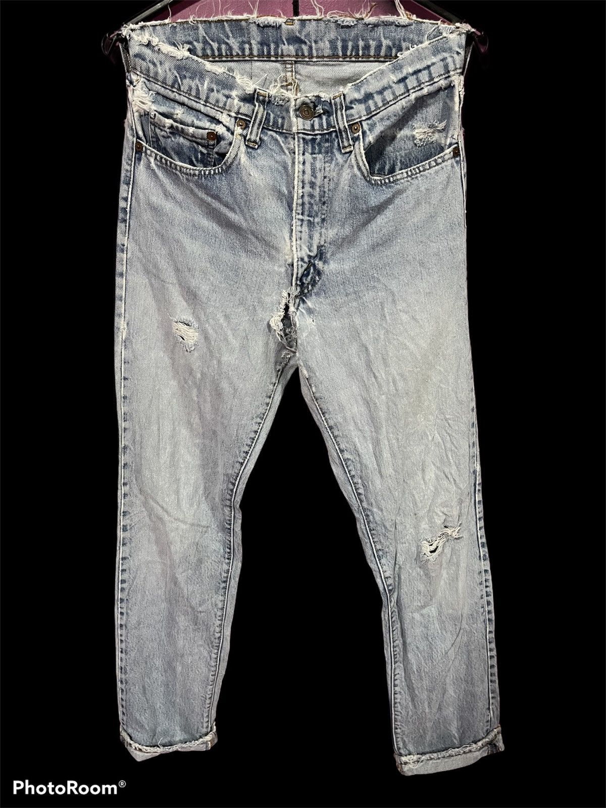 image of Distressed Denim x Levis Vintage Clothing Vintage Levis 505 70's Jeans Usa in Light Blue (Size 28)
