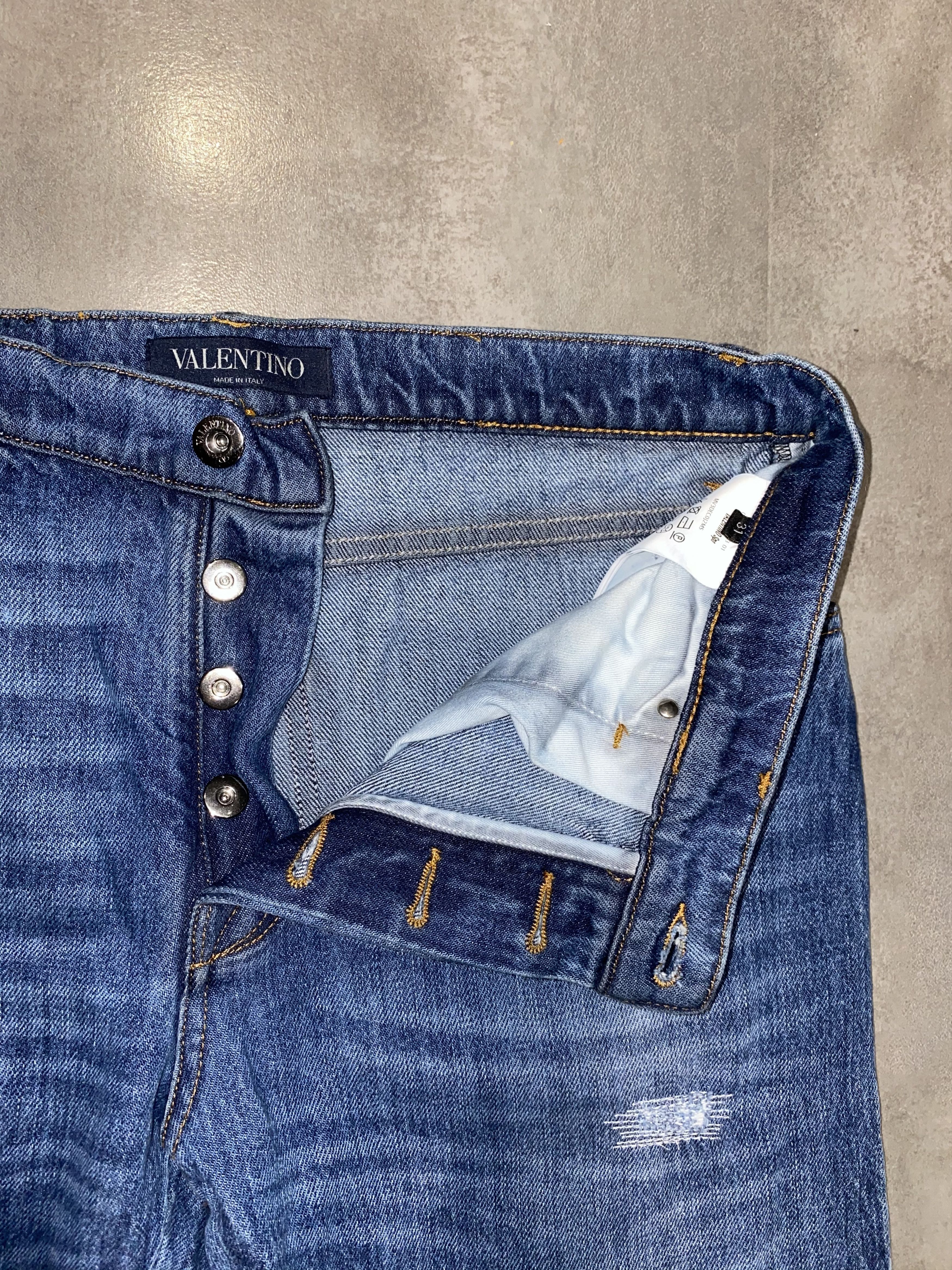 Valentino Valentino Distressed Light Indigo Denim Pants Size US 31 - 12 Thumbnail