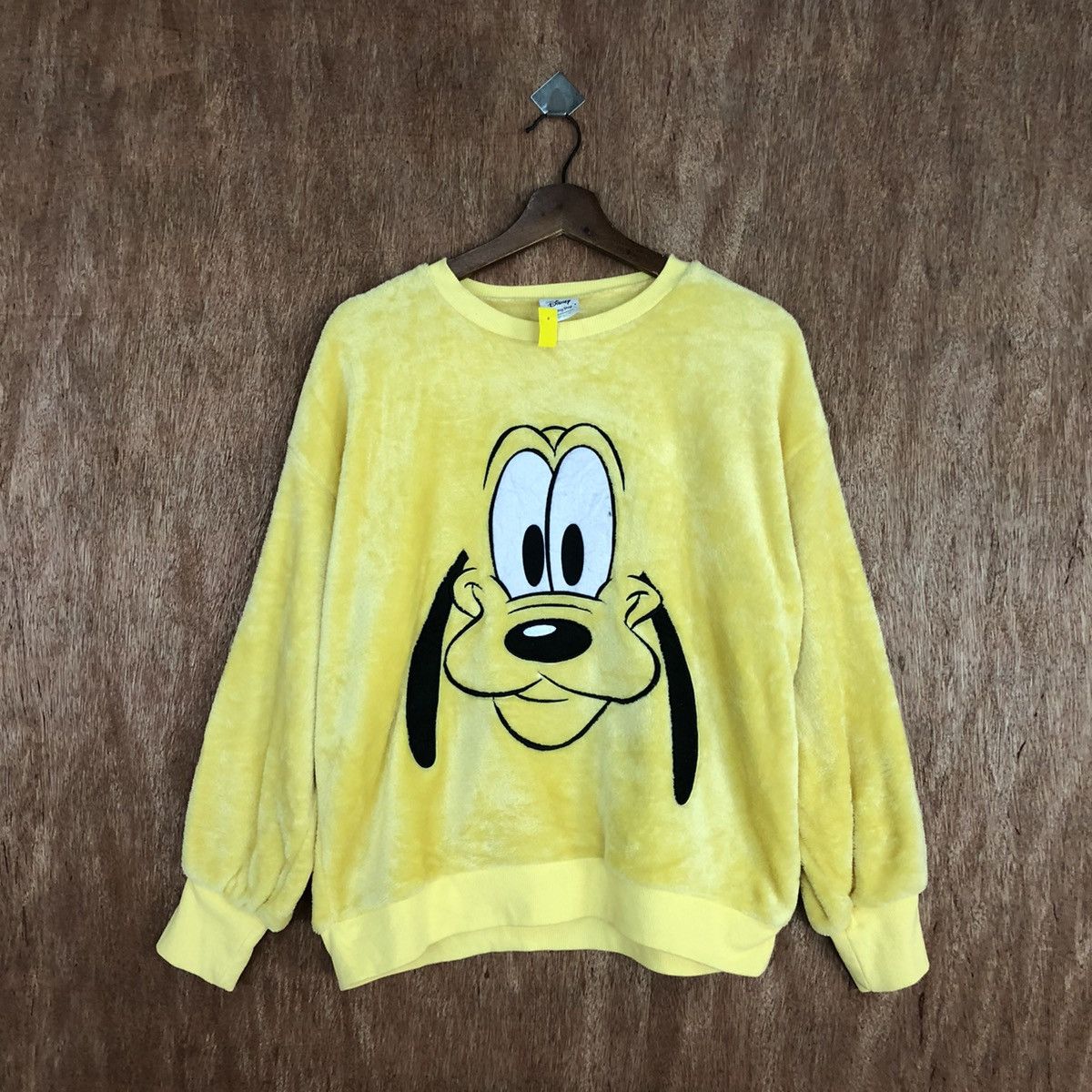Disney DL Pluto mickey mouse Disney Yellow fleece Sweatshirt #1803 Size M / US 6-8 / IT 42-44 - 3 Thumbnail