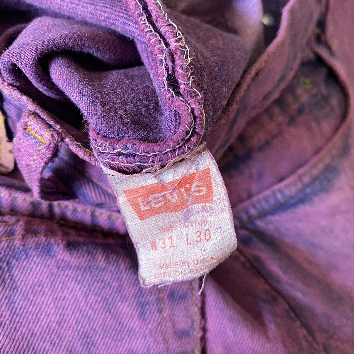 Levi's Vintage 80s Levis 501 Distressed Jeans Overdyed Size US 30 / EU 46 - 19 Thumbnail