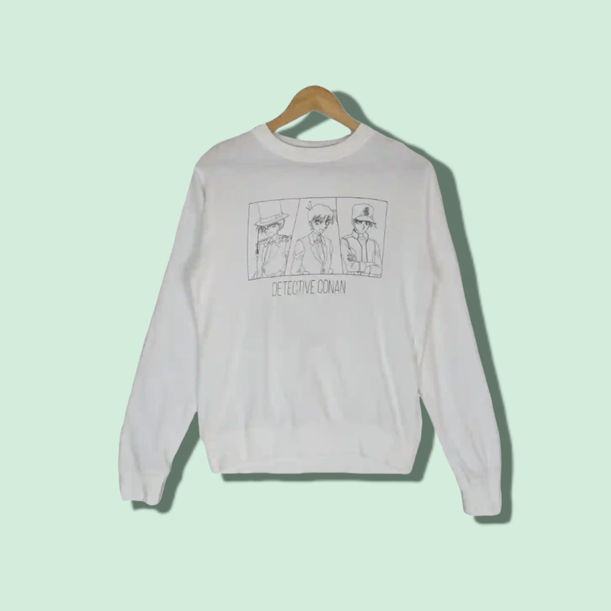 image of Japan Anime Detective Conan Manga Jumper Sweatshirt in Beige, Men's (Size XS)