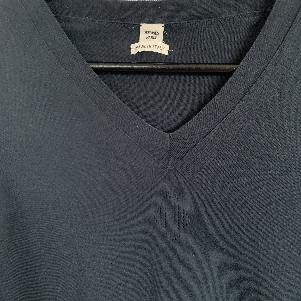 Hermes 🔴 HERMES Sweater Long Sleeve Logo H Pullover Navy Blue Size XS / US 0-2 / IT 36-38 - 6 Thumbnail