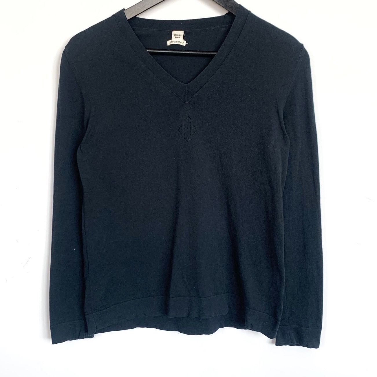Hermes 🔴 HERMES Sweater Long Sleeve Logo H Pullover Navy Blue Size XS / US 0-2 / IT 36-38 - 2 Thumbnail