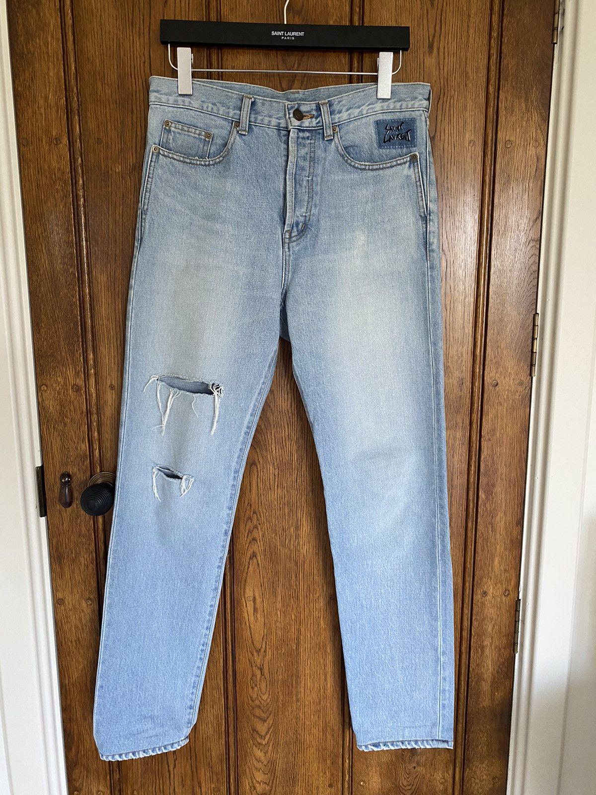 Long extreme baggy jeans in lake medium blue denim