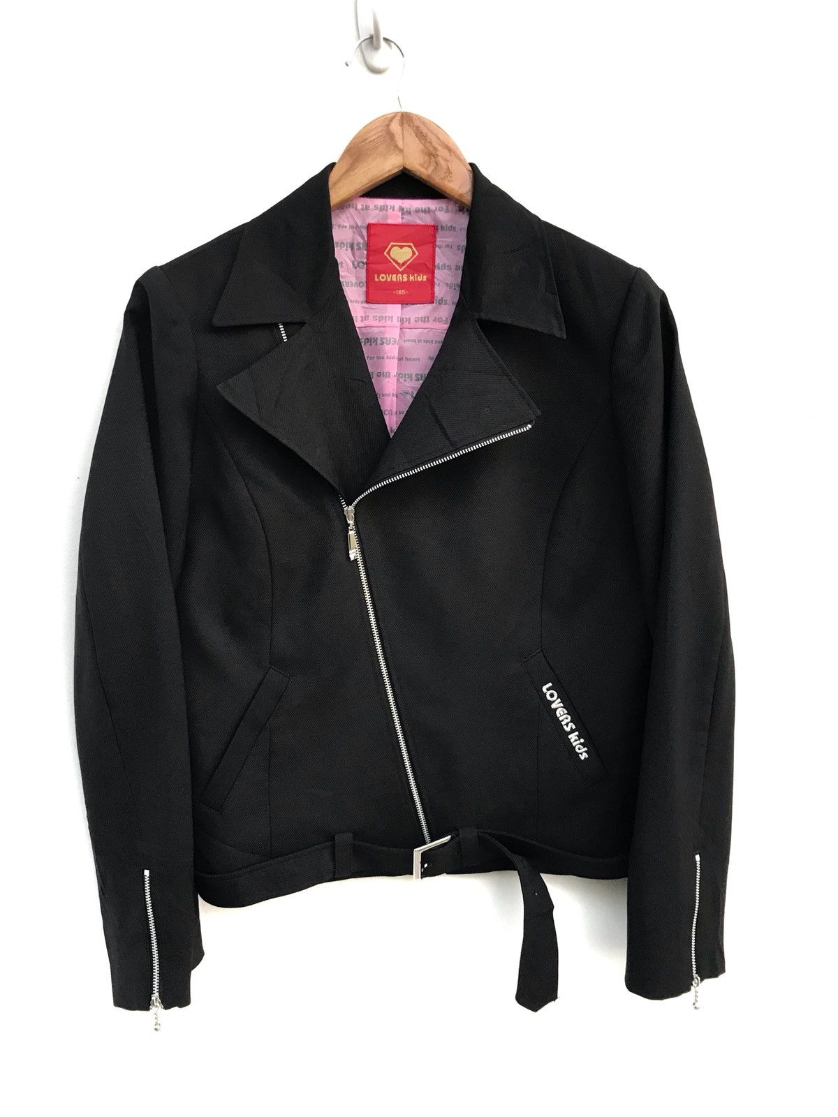 image of Designer Superlover Lovers Kids Double Collar Jacket in Black (Size XS)
