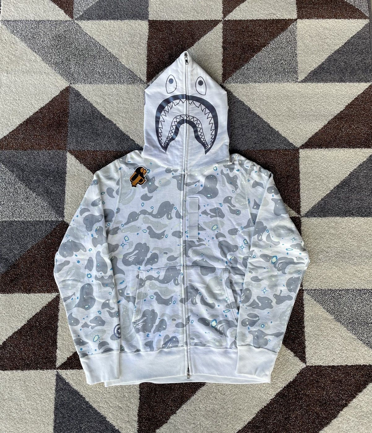 Space camo shark full zip hoodie hot sale