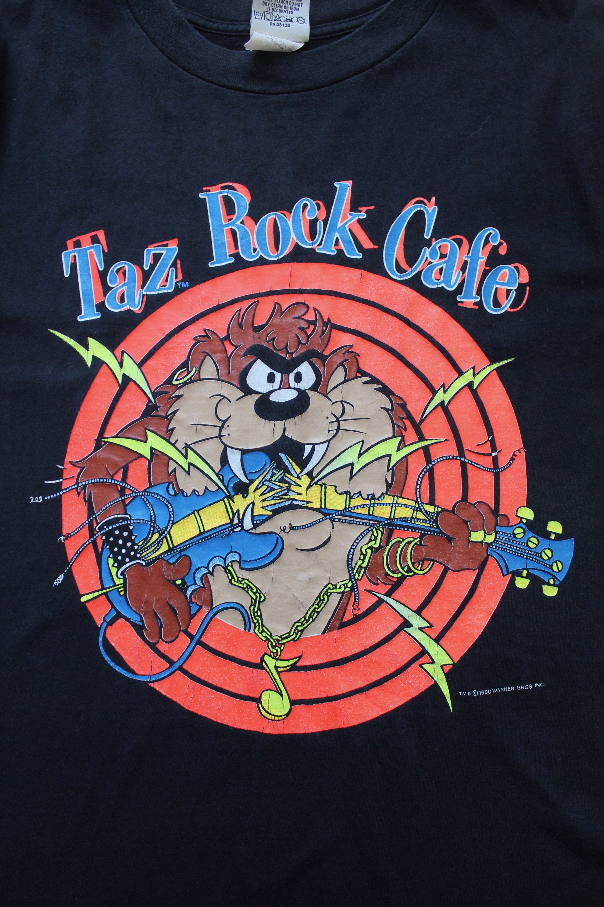Warner Bros 1990 Taz Rock Cafe t shirt tee Warner Bros. Made In USA Size US L / EU 52-54 / 3 - 9 Thumbnail