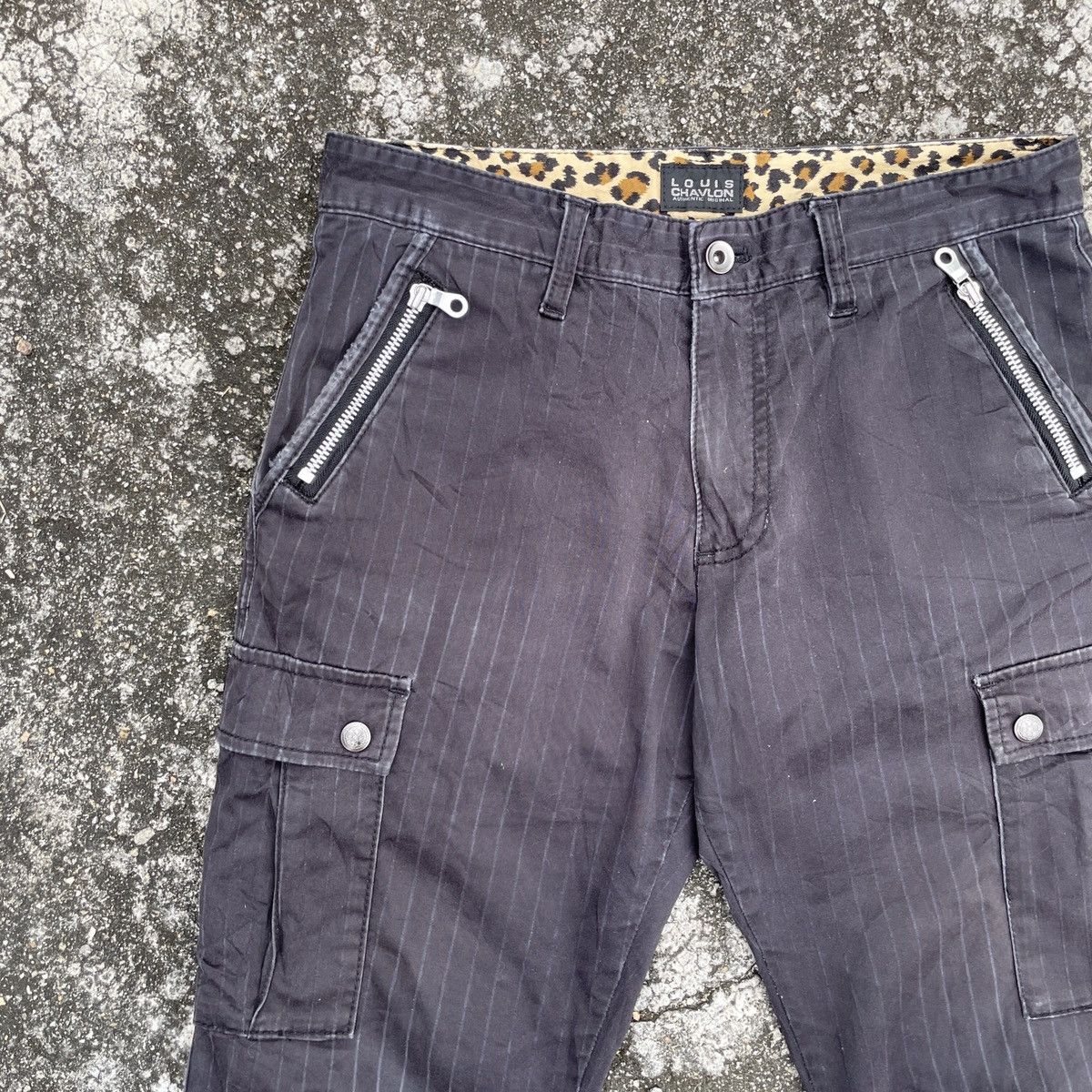 Japanese Brand Vintage Louis Chavlon Stripe Tactical Cargo Pants Size US 31 - 3 Thumbnail