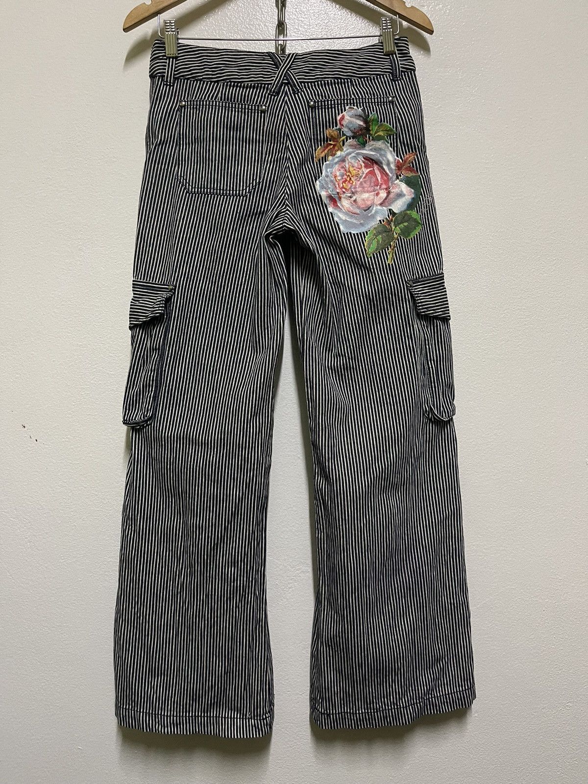 Designer Nicole Hickory Wide Legs Jeans Cargo Flare Flower Painting Size 30" / US 8 / IT 44 - 11 Thumbnail