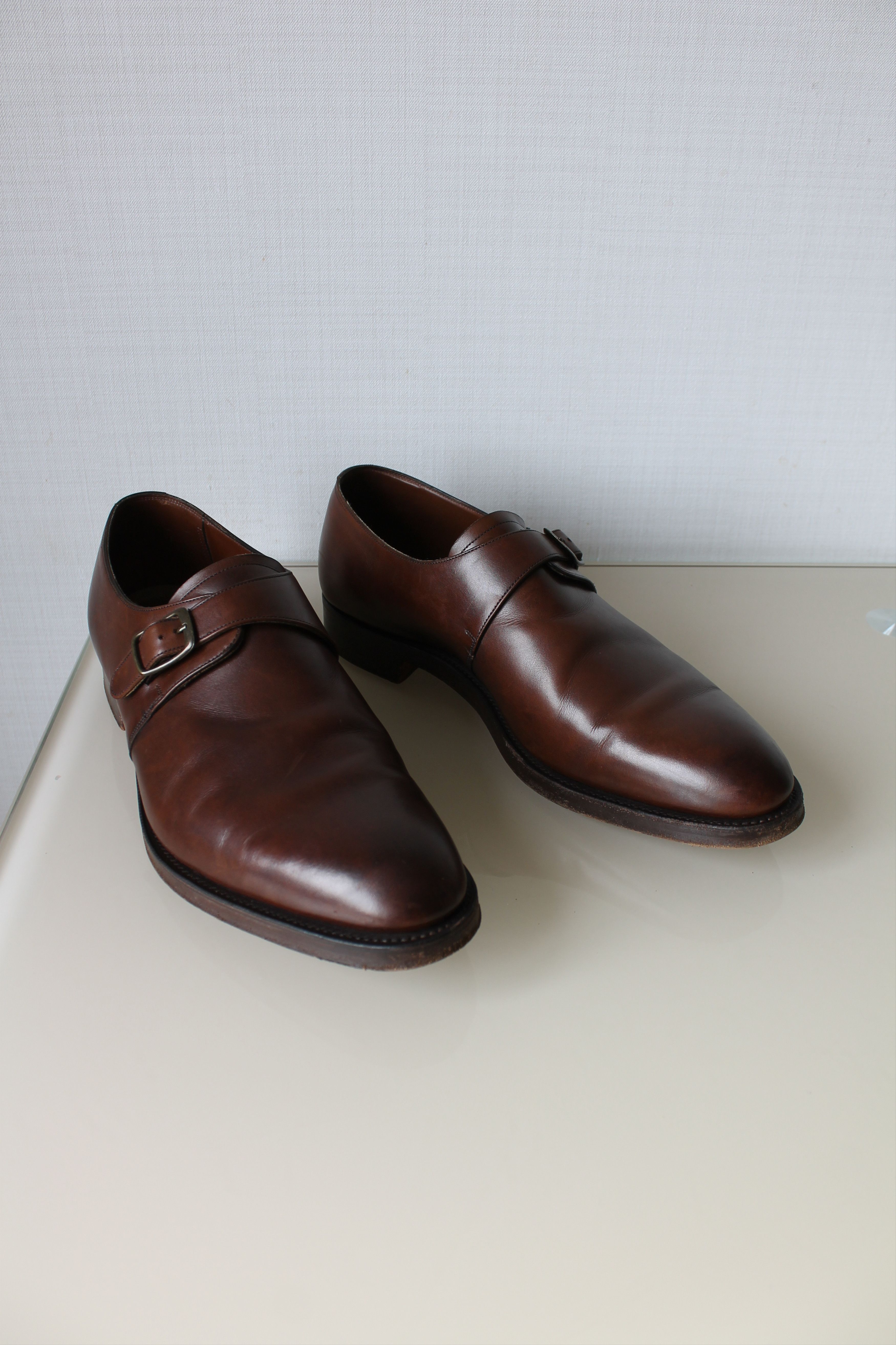 image of Edward Green Monk Strap Shoes Oak Uk 10.5 Us 11.5 in Oak Brown, Men's
