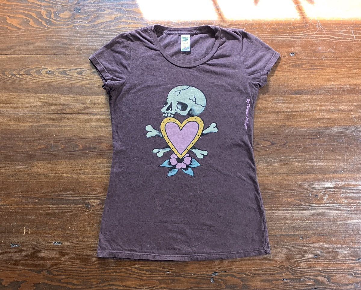 Christian Audigier × Ed Hardy × Vintage Y2K’s Ed Hardy Skull Heart Women’s Tee Size M / US 6-8 / IT 42-44 - 1 Thumbnail