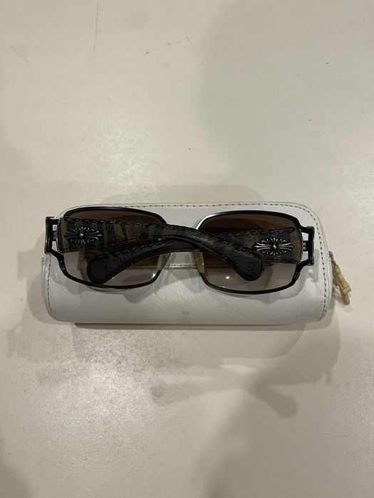 Chrome Hearts RARE Chrome Hearts Floral Cross Leather Sunglasses POON I ...