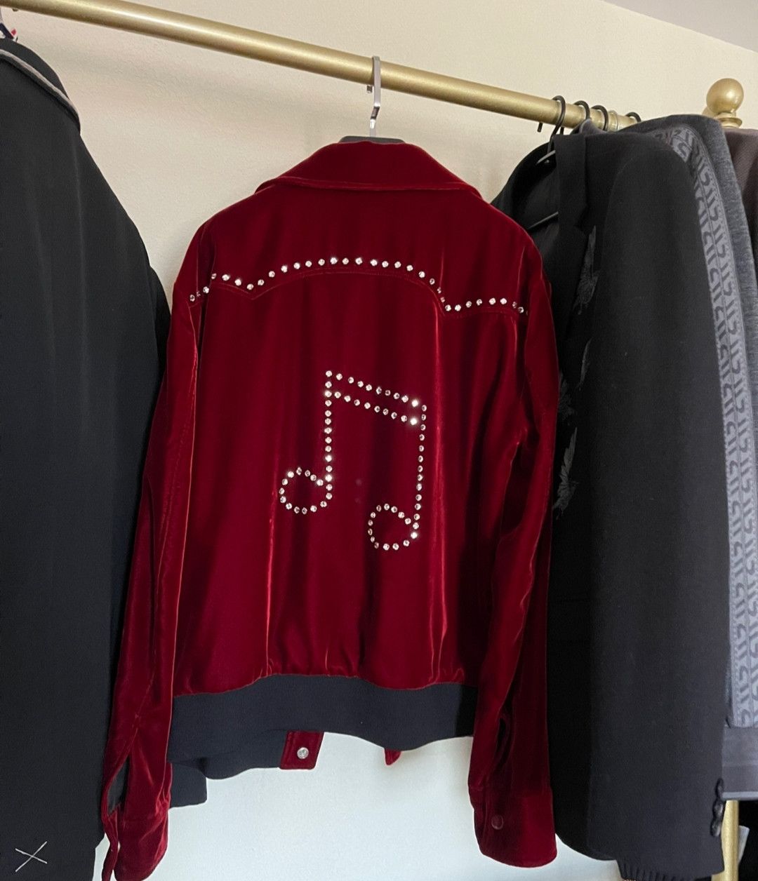 Saint Laurent Burgundy Velvet Note Jacket