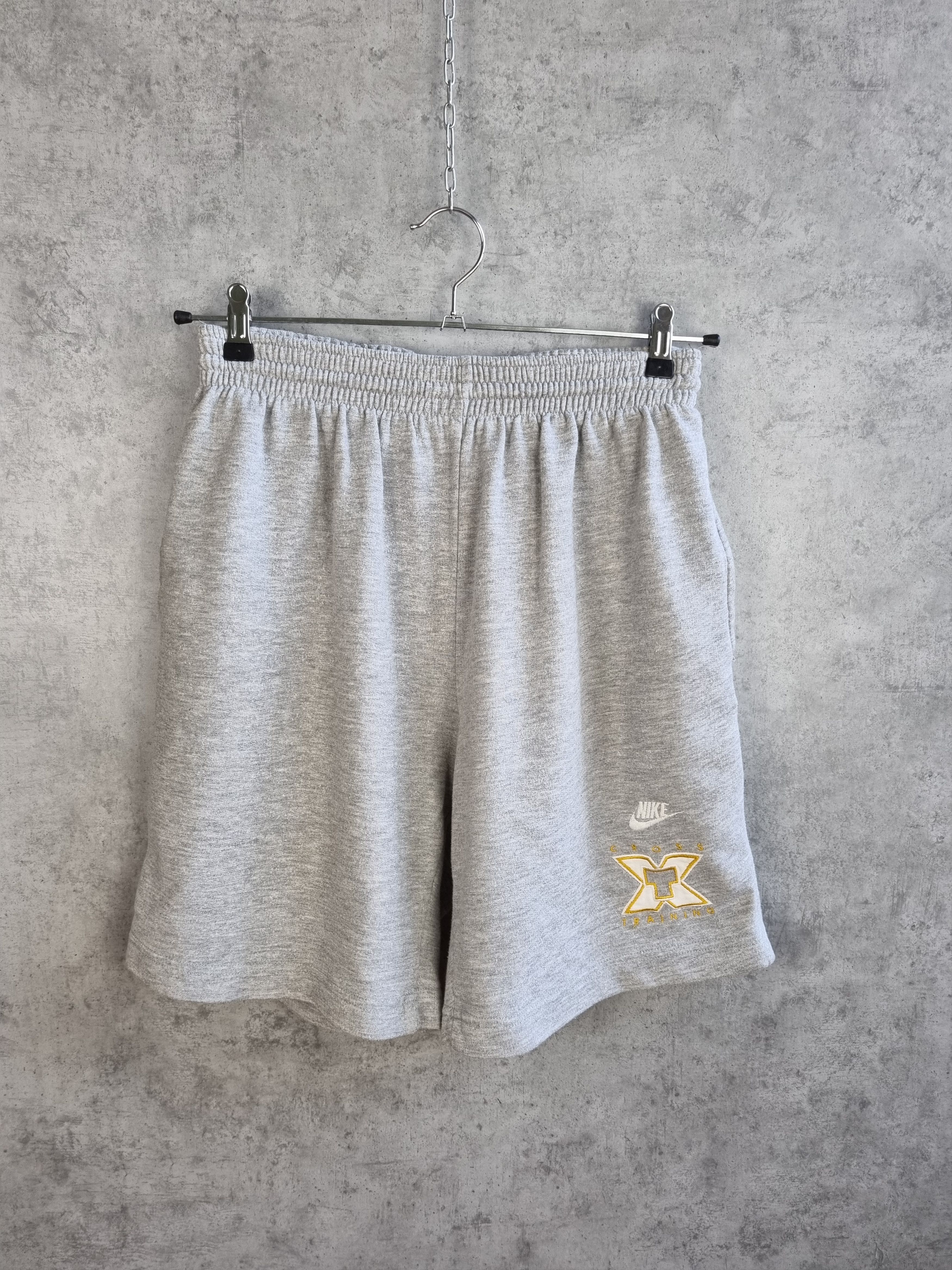 Nike × Vintage 90s NIKE Cross Fit Gray Tag Cotton Training Shorts Size US 33 - 1 Thumbnail