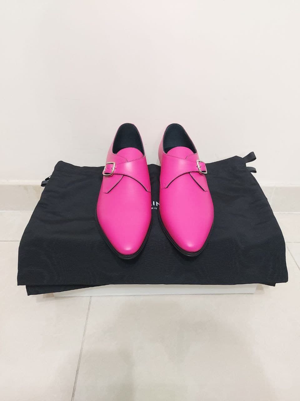 Celine Hedi Slimane New SS19 Hot Pink Buckle Jacno Monk Strap Shoes Grailed