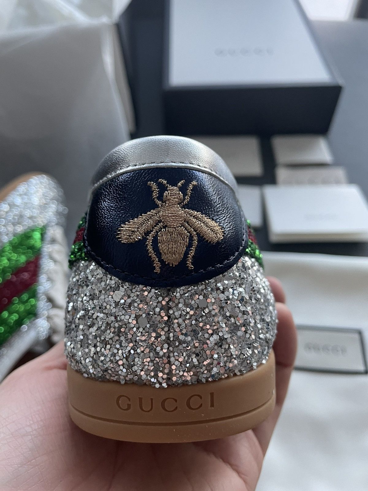 Gucci Super Runway LimitedEdition Crystal Diamond Leather Sneaker Size US 7.5 / EU 40-41 - 5 Thumbnail