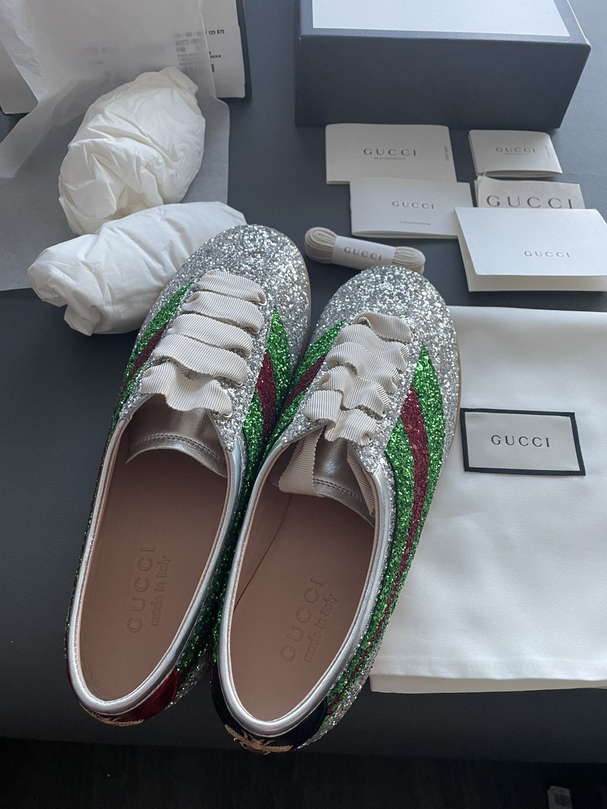 Gucci Super Runway LimitedEdition Crystal Diamond Leather Sneaker Size US 7.5 / EU 40-41 - 23 Thumbnail