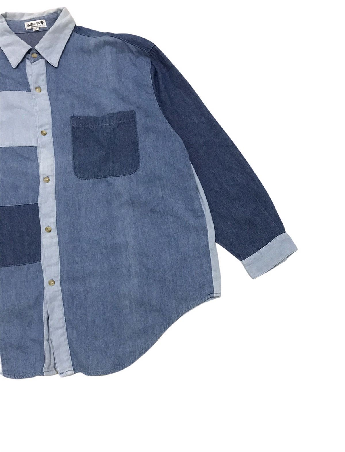 Japanese Brand Vintage Livreclaire Patchwork light denim shirt Size US L / EU 52-54 / 3 - 4 Thumbnail
