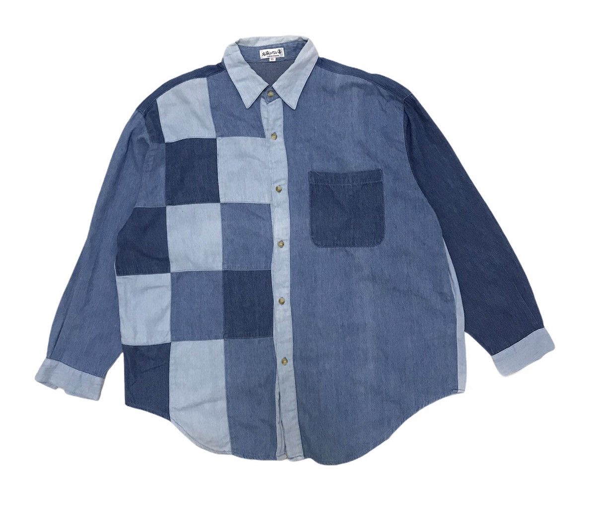 Japanese Brand Vintage Livreclaire Patchwork light denim shirt Size US L / EU 52-54 / 3 - 1 Thumbnail