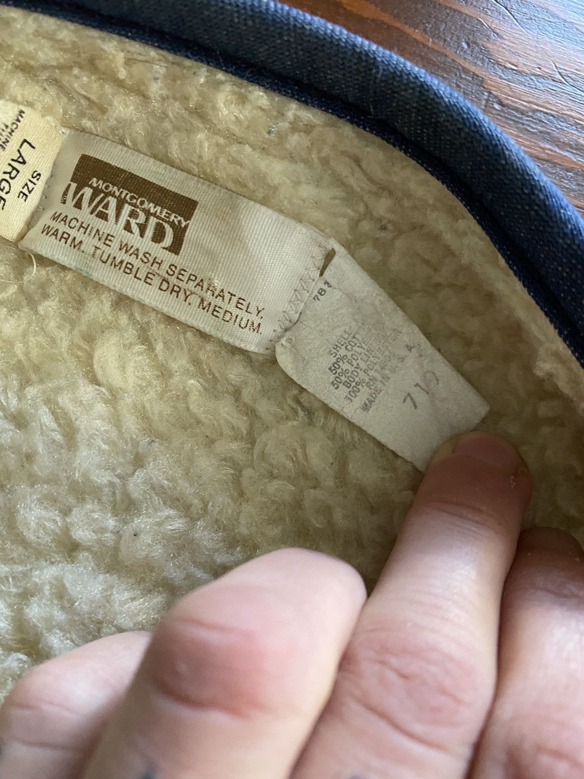 Vintage Vintage 70’s Montgomery Ward Denim & Deep Pile Fleece Vest Size US L / EU 52-54 / 3 - 4 Thumbnail