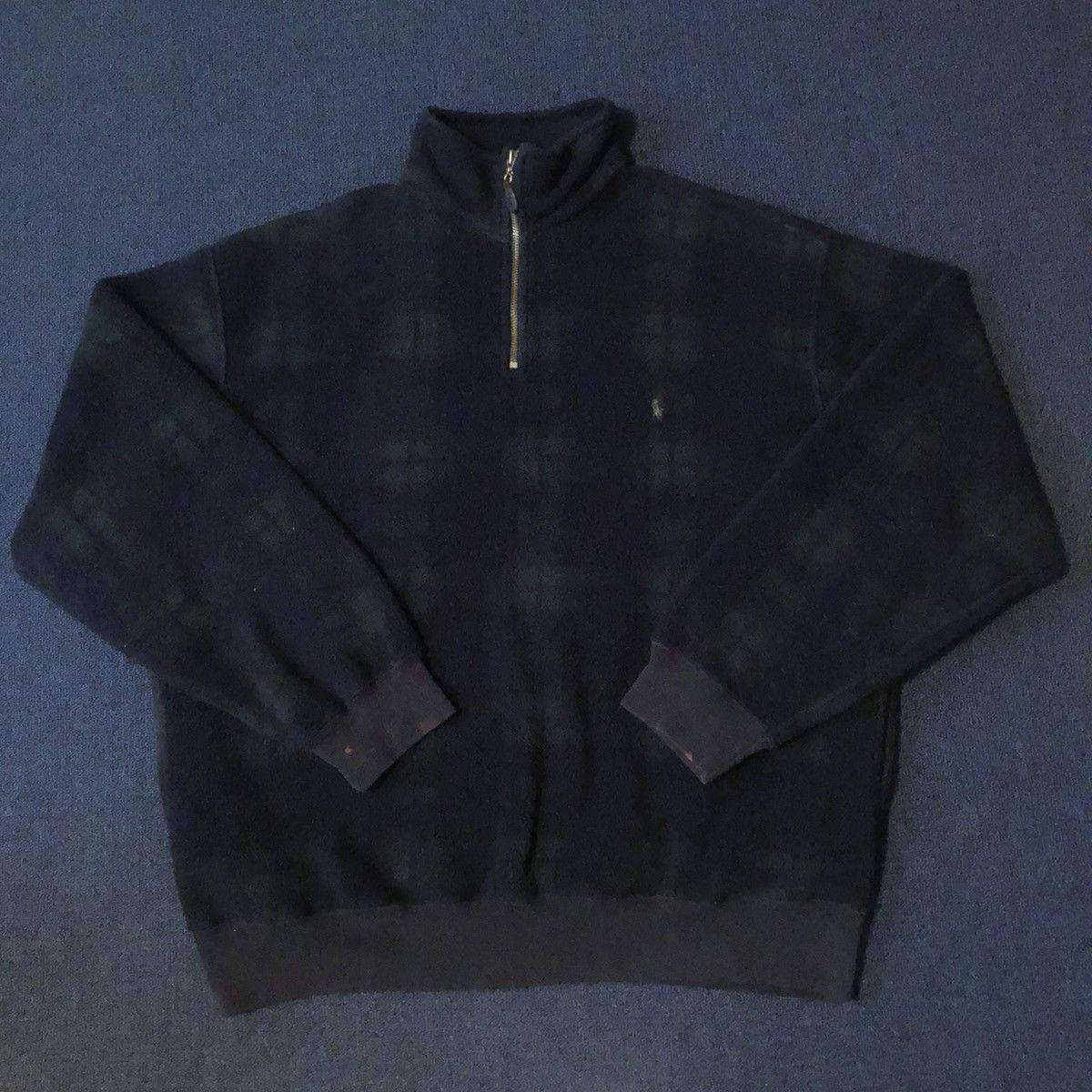 Polo Ralph Lauren Vintage Polo Ralph Lauren Checked Quarter Zip Fleece Jacket Size US L / EU 52-54 / 3 - 3 Thumbnail