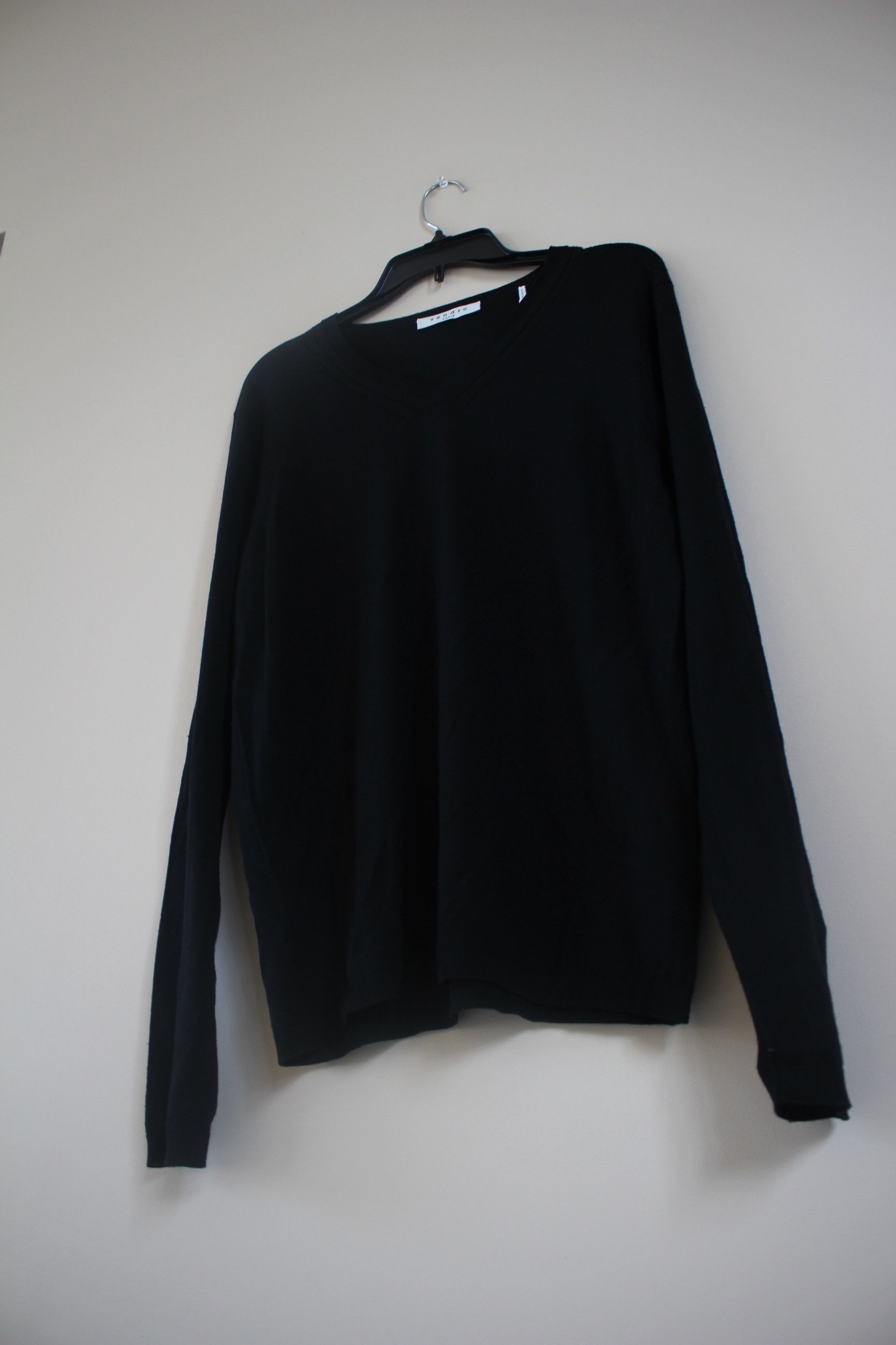 Sandro V Neck Black Sweater Size US L / EU 52-54 / 3 - 4 Thumbnail