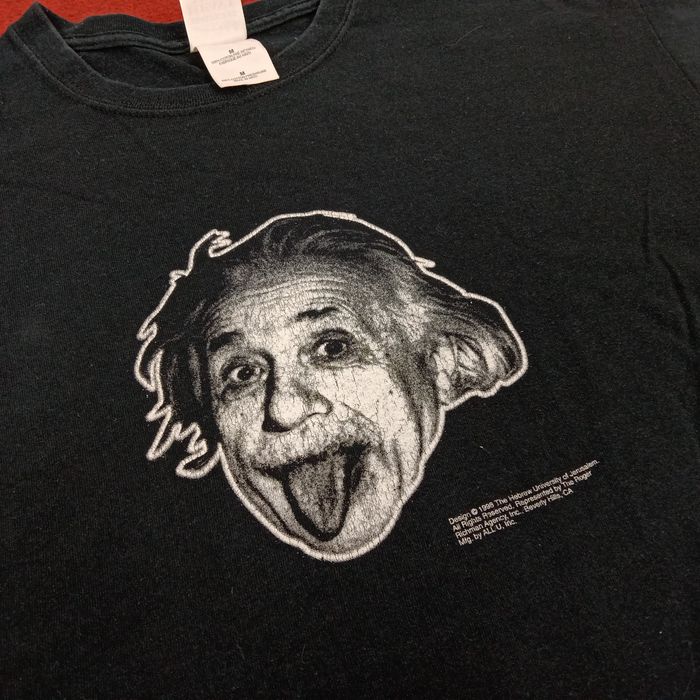 T-shirt Uomo Con Parodia Di Albert Einstein, Nera, 100% Cotone Pettinato, Vestibilità Aderente, Stampata In Francia