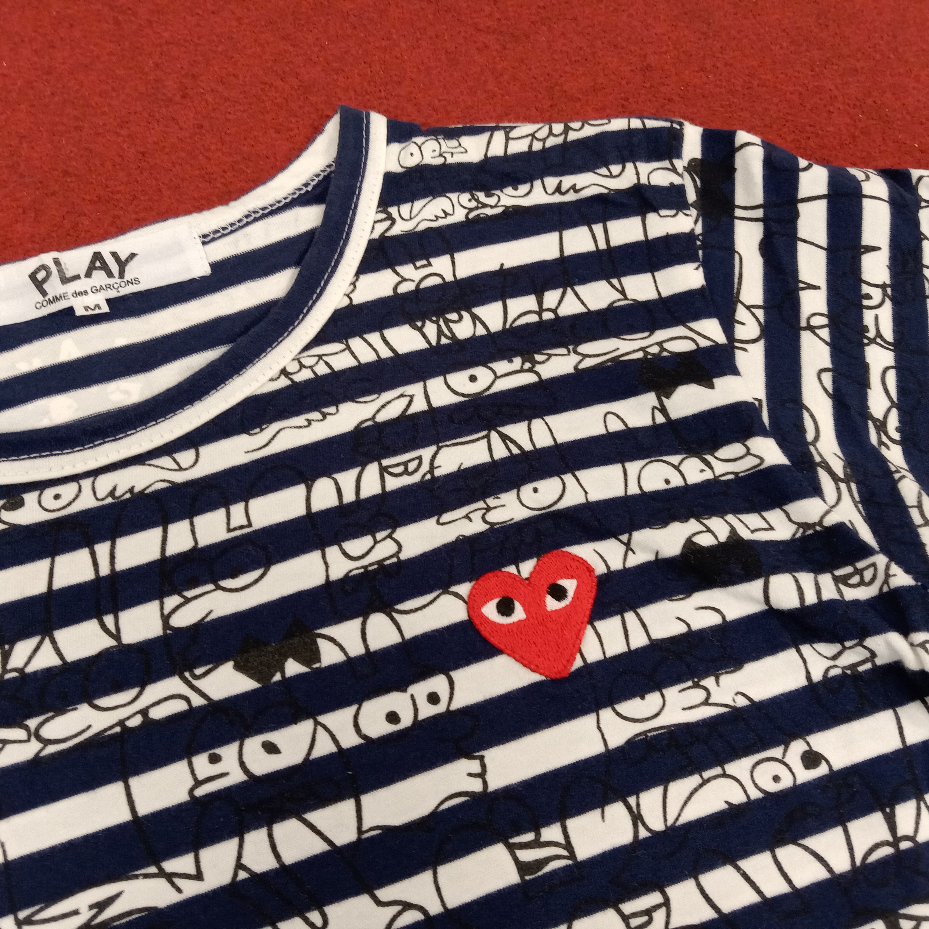 Comme des Garcons × Japanese Brand × Vintage CDG Play Comme Des Garcons Small Logo Stripes Design Tshirt Size M / US 6-8 / IT 42-44 - 2 Thumbnail