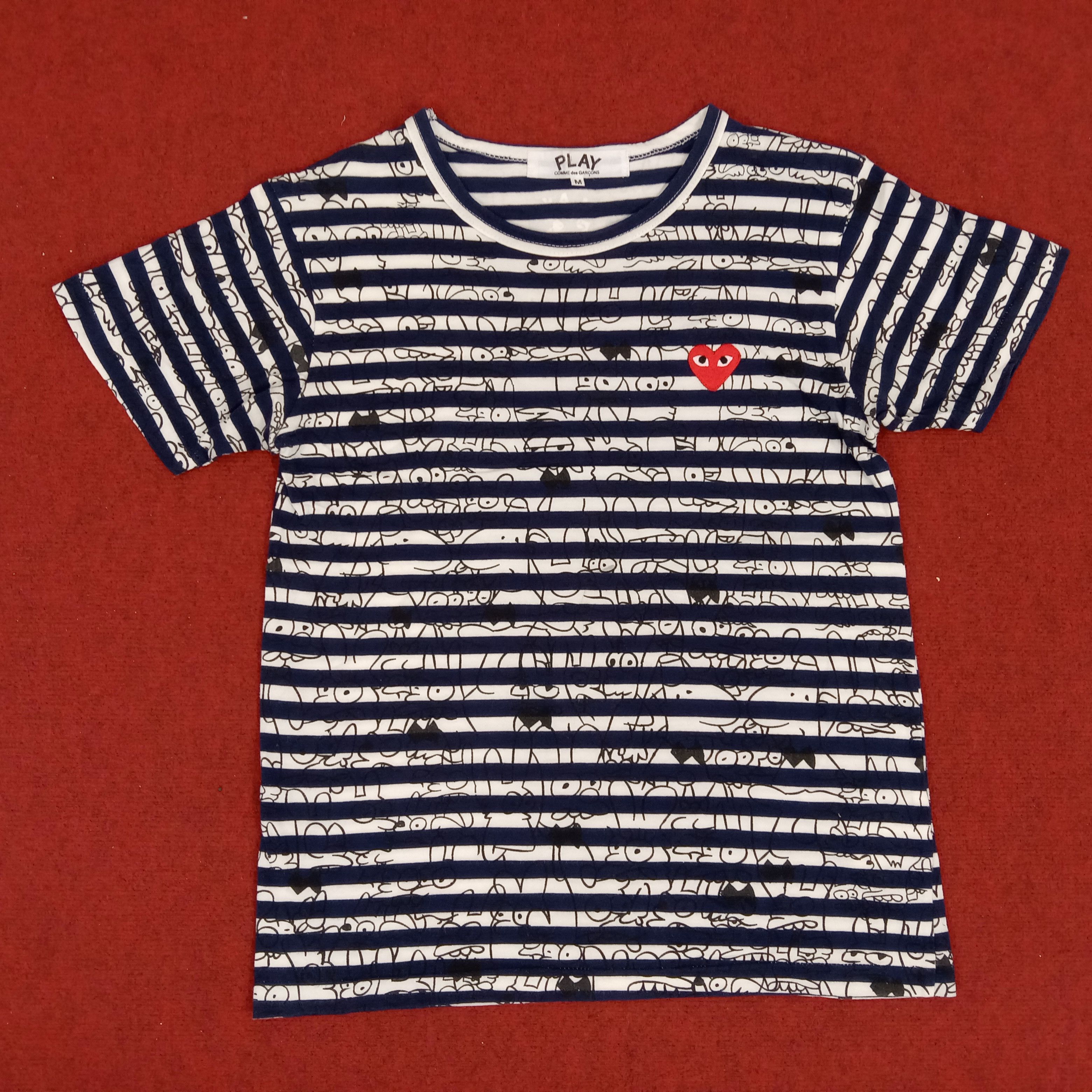 CDG Play Comme Des Garcons Small Logo Stripes Design Tshirt