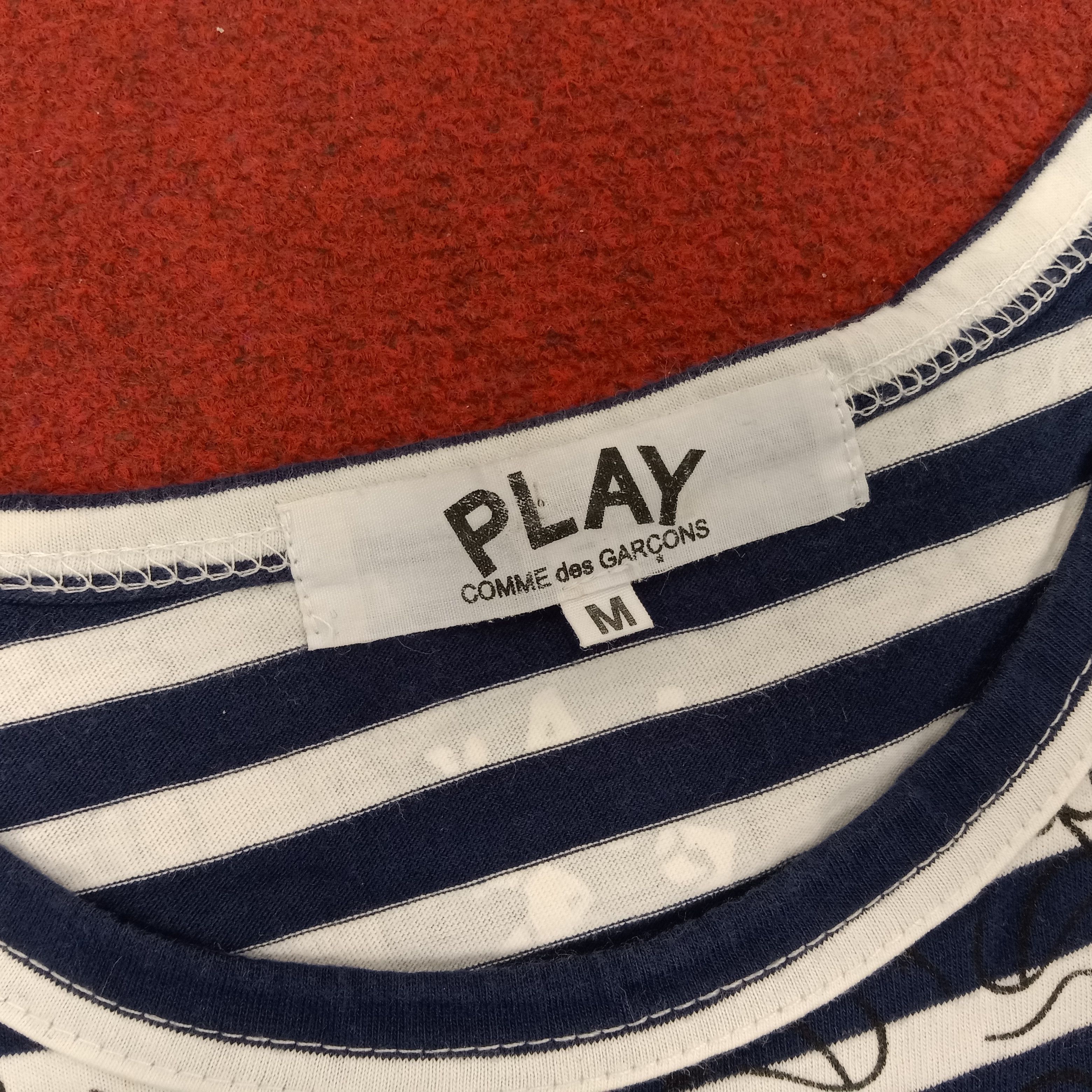 Comme des Garcons × Japanese Brand × Vintage CDG Play Comme Des Garcons Small Logo Stripes Design Tshirt Size M / US 6-8 / IT 42-44 - 6 Thumbnail