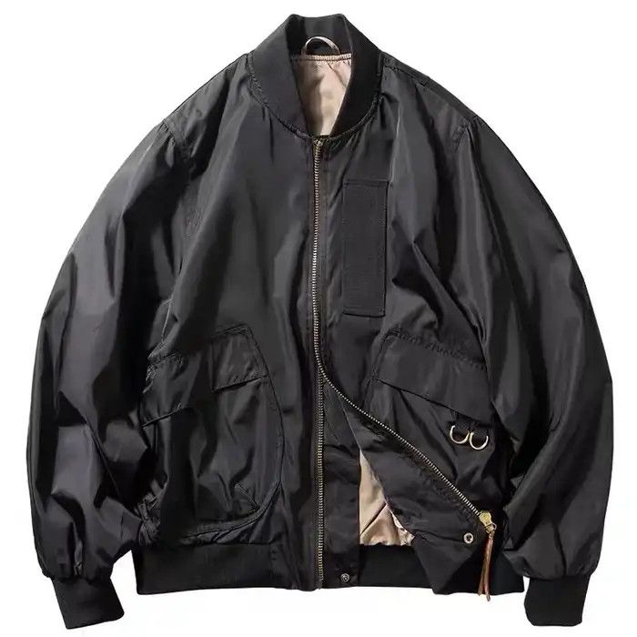 image of Vintage Stylish Black Tactical Bomber Jacket Varsity Jacket, Men's (Size XL)