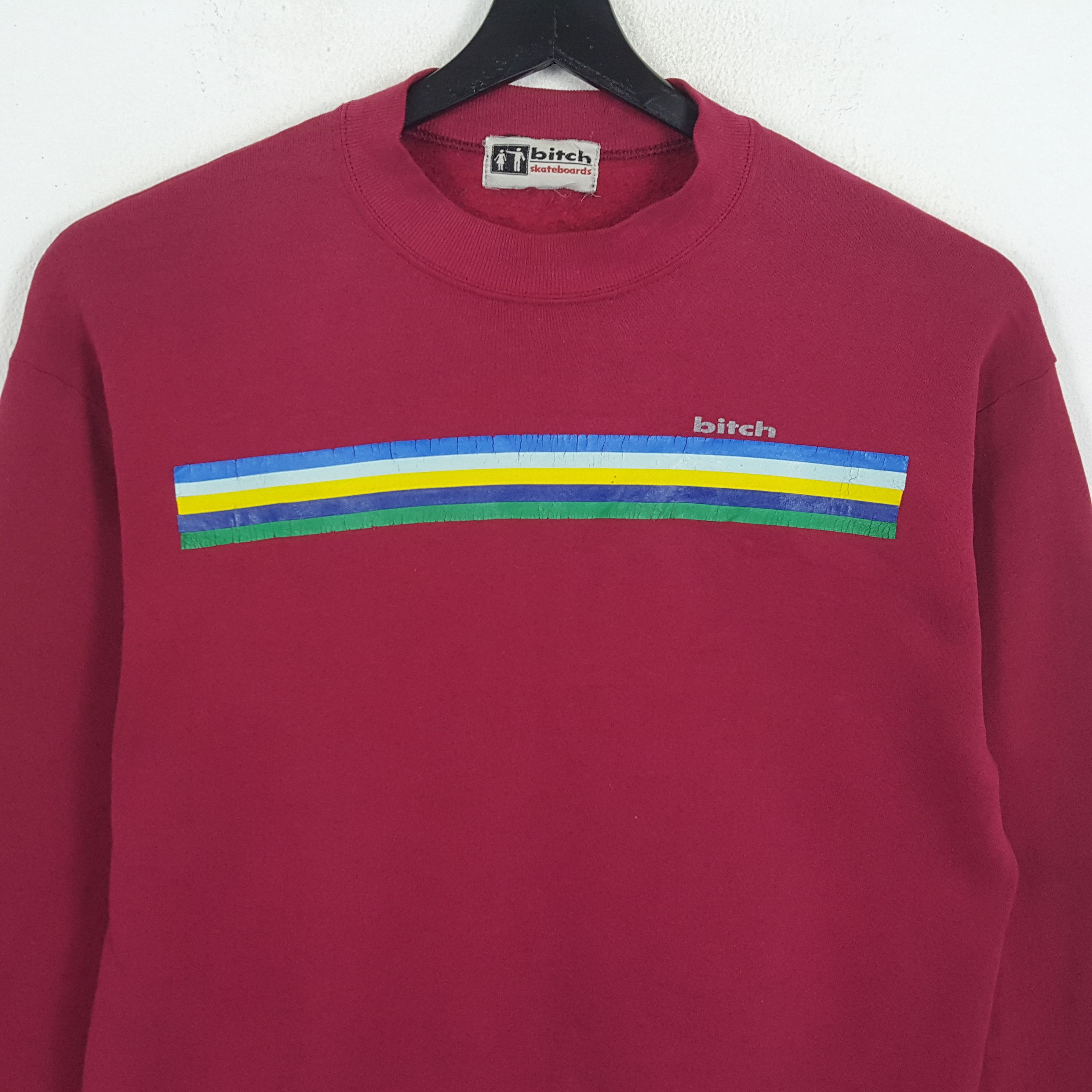 Vintage BITCH SKATEBOARDS Center Stripes Design Vintage Sweatshirt Size US M / EU 48-50 / 2 - 2 Thumbnail